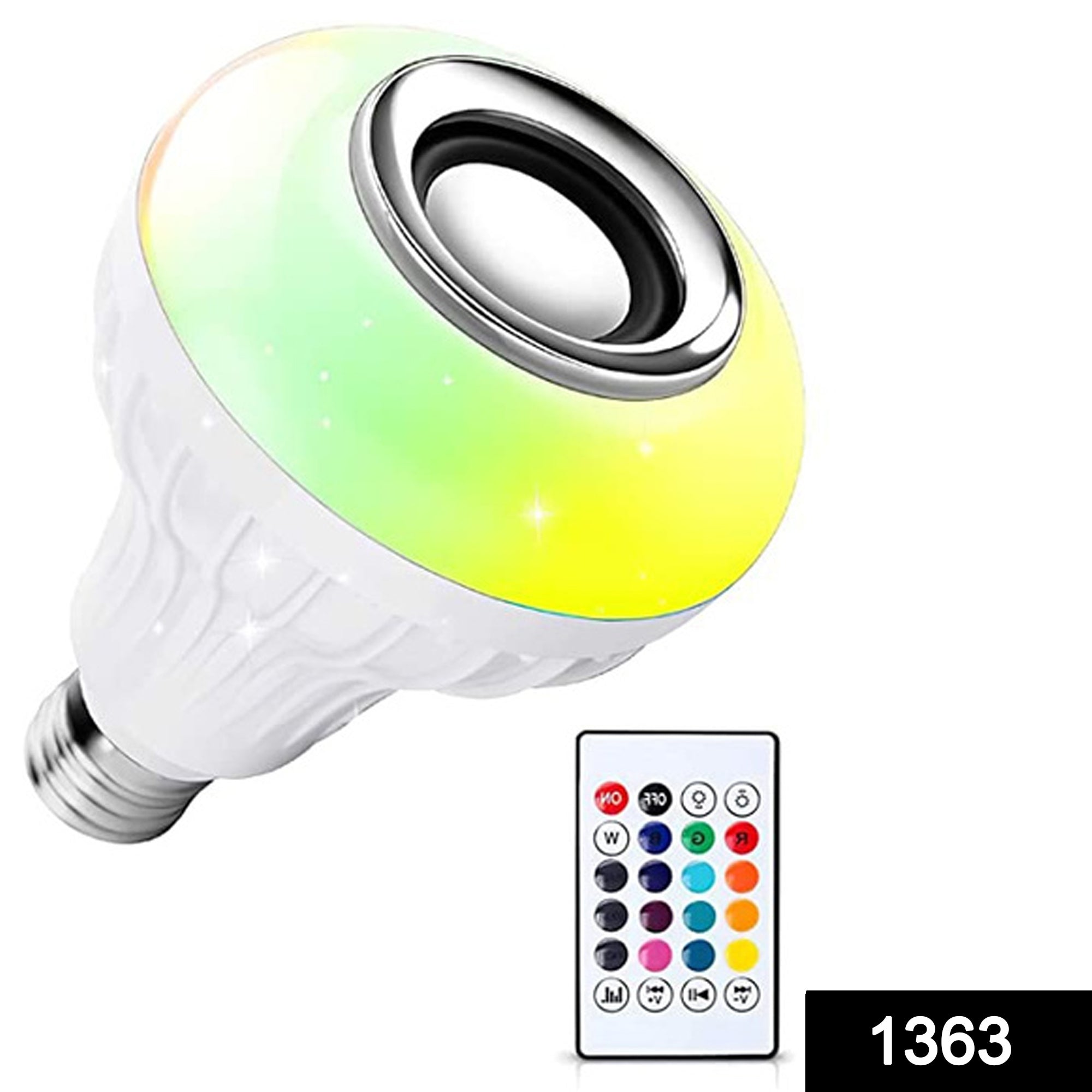 LED bulb with music sensor and remote control for multicolor lighting. LED bulb with music sensor and remote control for multicolor lighting.